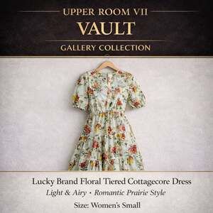 Lucky Brand Floral Tiered Puff Sleeve Mini Cottagecore Dress